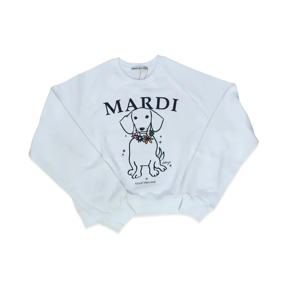 Mardi Mercredi Sweatshirt Swing The Tail Ddanji Flower Necklace Multicolor "White Tangerine"