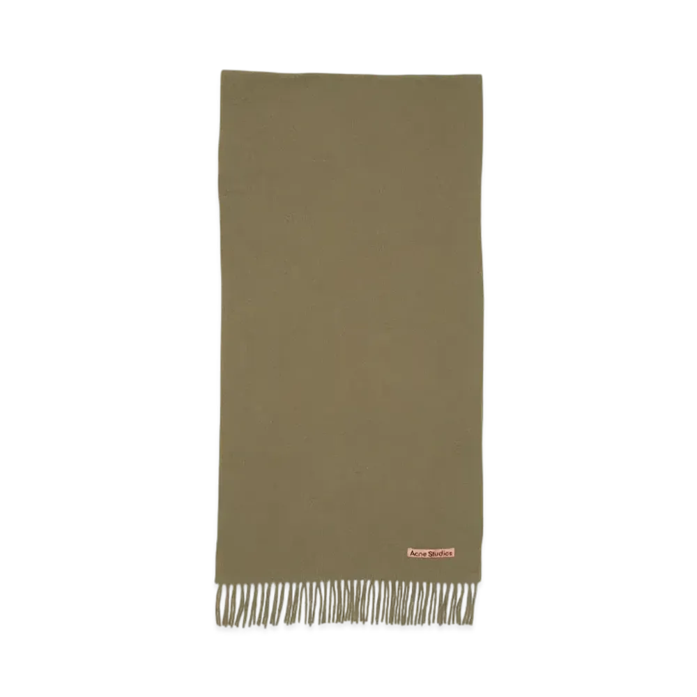 Acne Studios Fringed Wool Scarf - Narrow "Khaki Green"