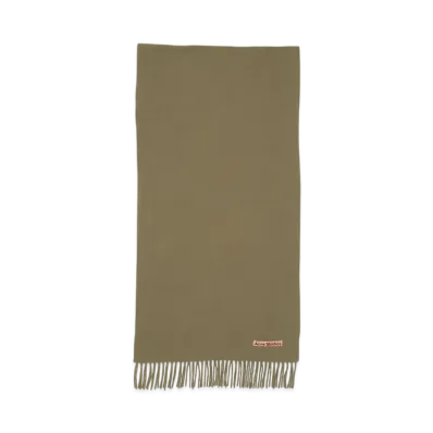 Acne Studios Fringed Wool Scarf - Narrow "Khaki Green"