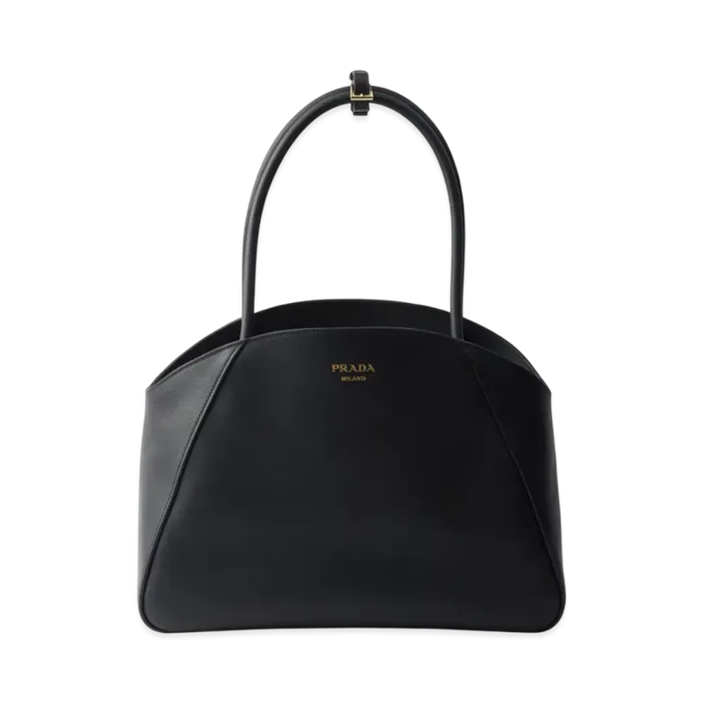 PRADA Large Leather Tote Bag "Black"