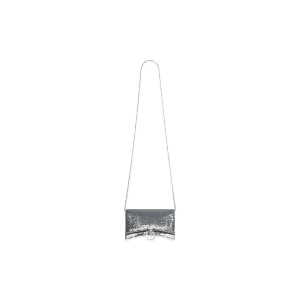 BALENCIAGA Hourglass Chain Wallet "Silver"