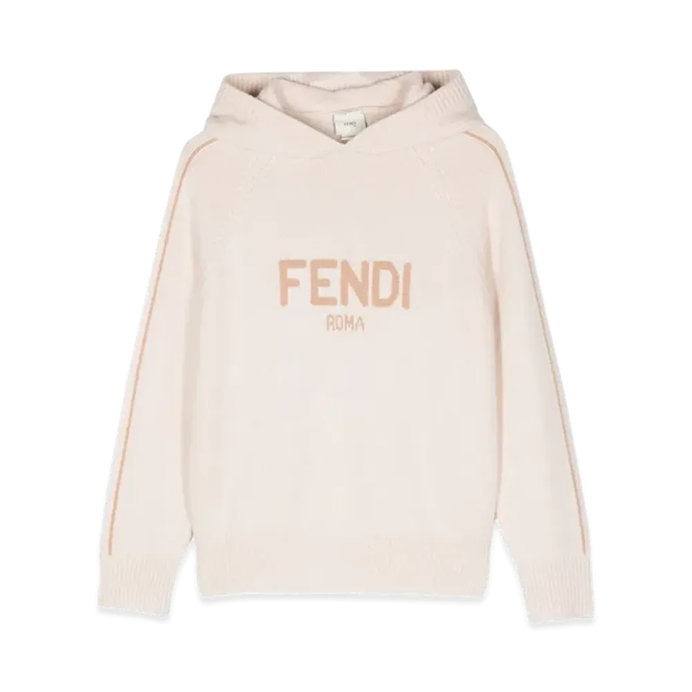 FENDI Kids Knit Hoodie "Beige"