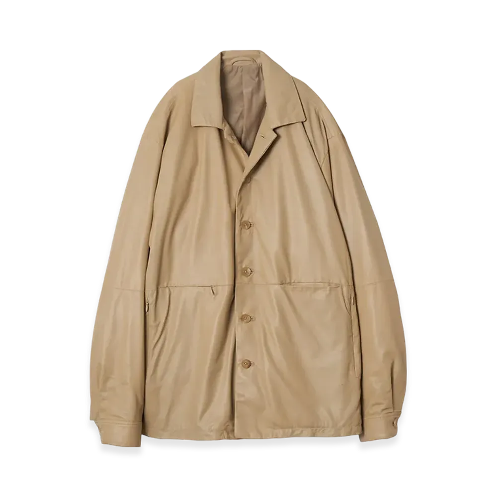 YOKE Sheep Suede Nappalan Leather Shirt Jackets "Beige"