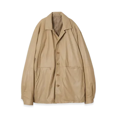 YOKE Sheep Suede Nappalan Leather Shirt Jackets "Beige"