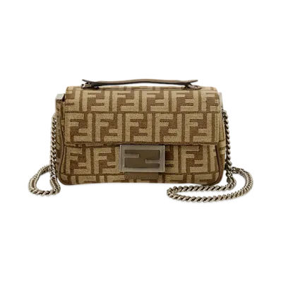 FENDI Baguette Chain Medium Shoulder Bag "Brown"