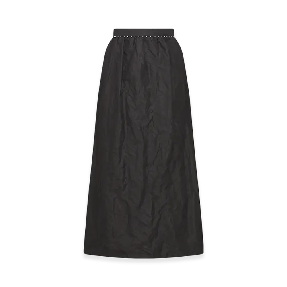 Dior Women's Mid-Length Straight-Cut Skirt Silk Radzimir Crinkled Effect "Black"