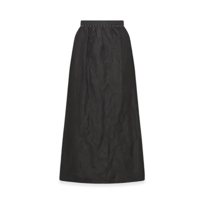 Dior Women's Mid-Length Straight-Cut Skirt Silk Radzimir Crinkled Effect "Black"