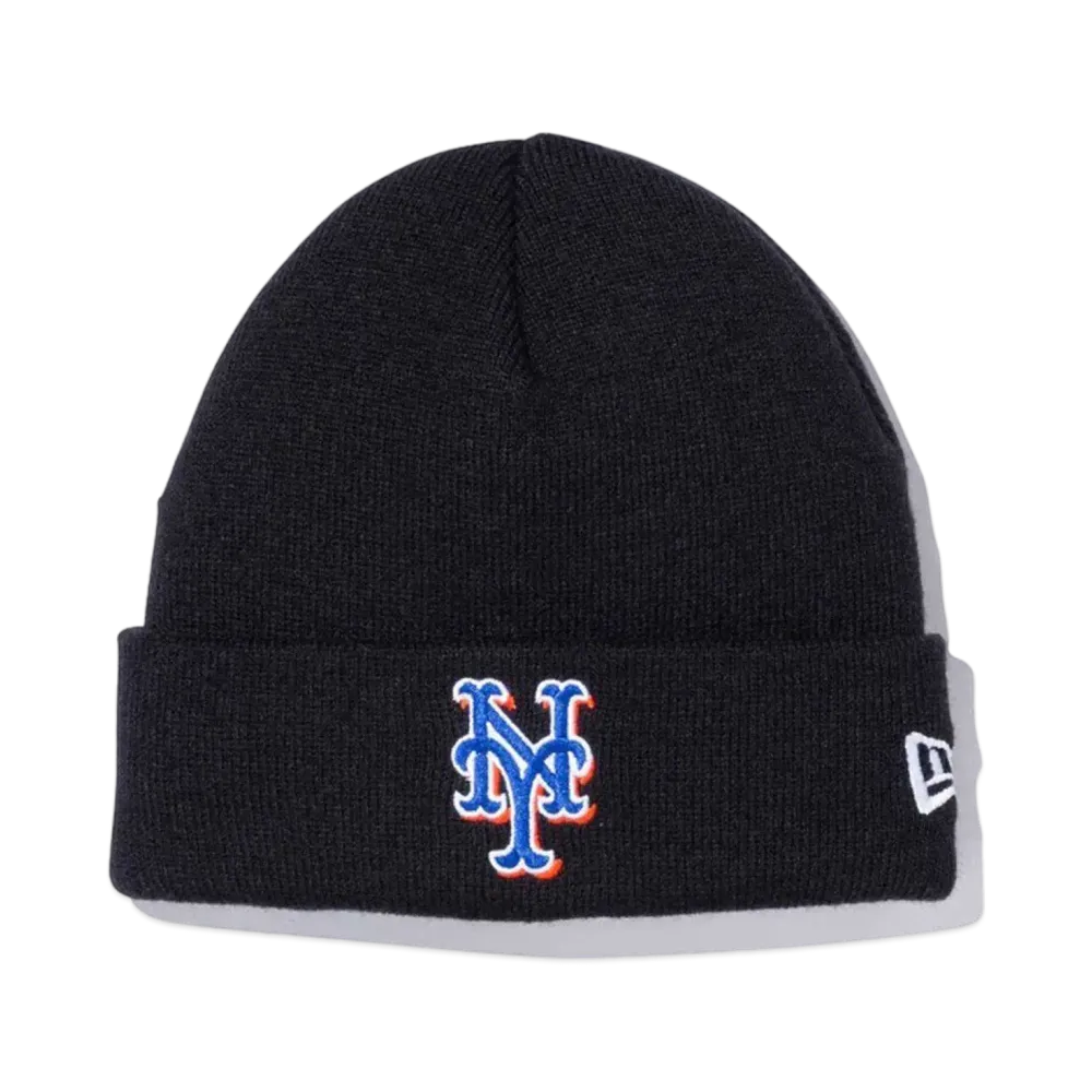 NEW ERA Kid's Basic Cuff Knit MLB Team Logo New York Mets "Black"