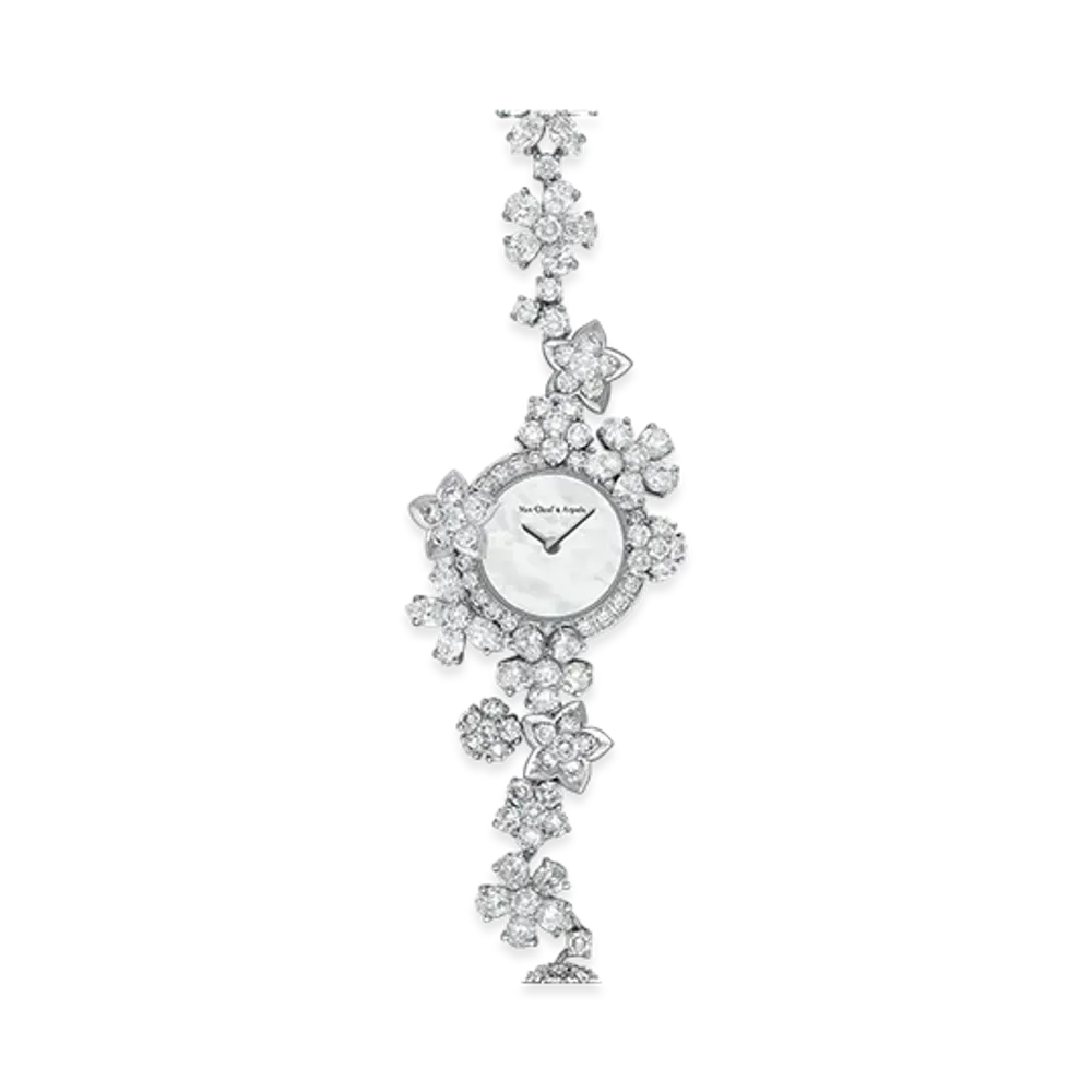 Van Cleef & Arpels Folie des Pres High Jewelry watch "18K White gold/Diamond/Mother-of-pearl"