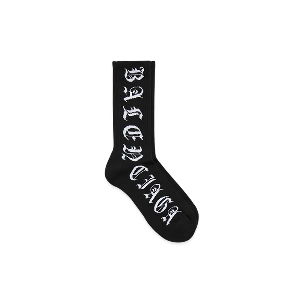 BALENCIAGA All-Around Blackletter Socks "Black/White"
