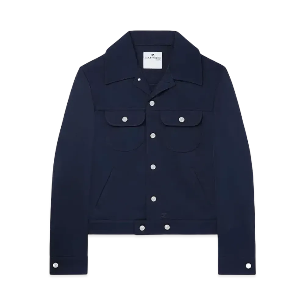 Courreges Men's Twill Trucker Jacket "Navy"