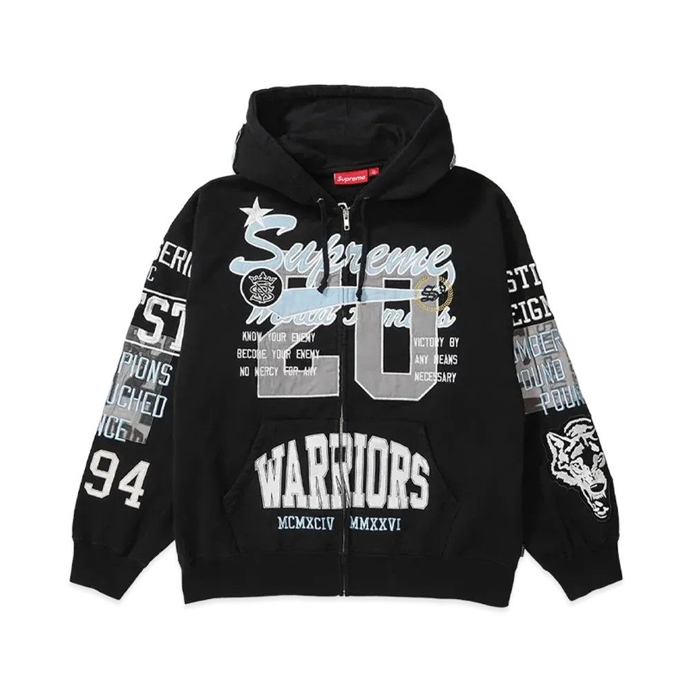 Supreme Warriors Appliqué Zip Up Hooded Sweatshirt "Black"