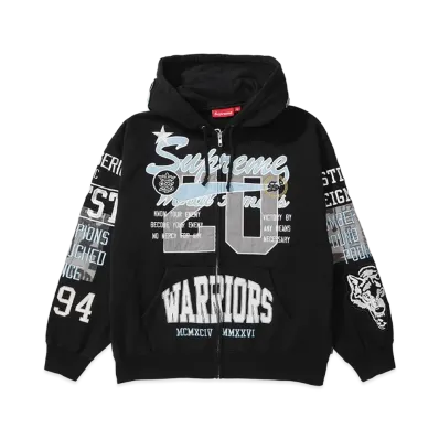 Supreme Warriors Appliqué Zip Up Hooded Sweatshirt "Black"