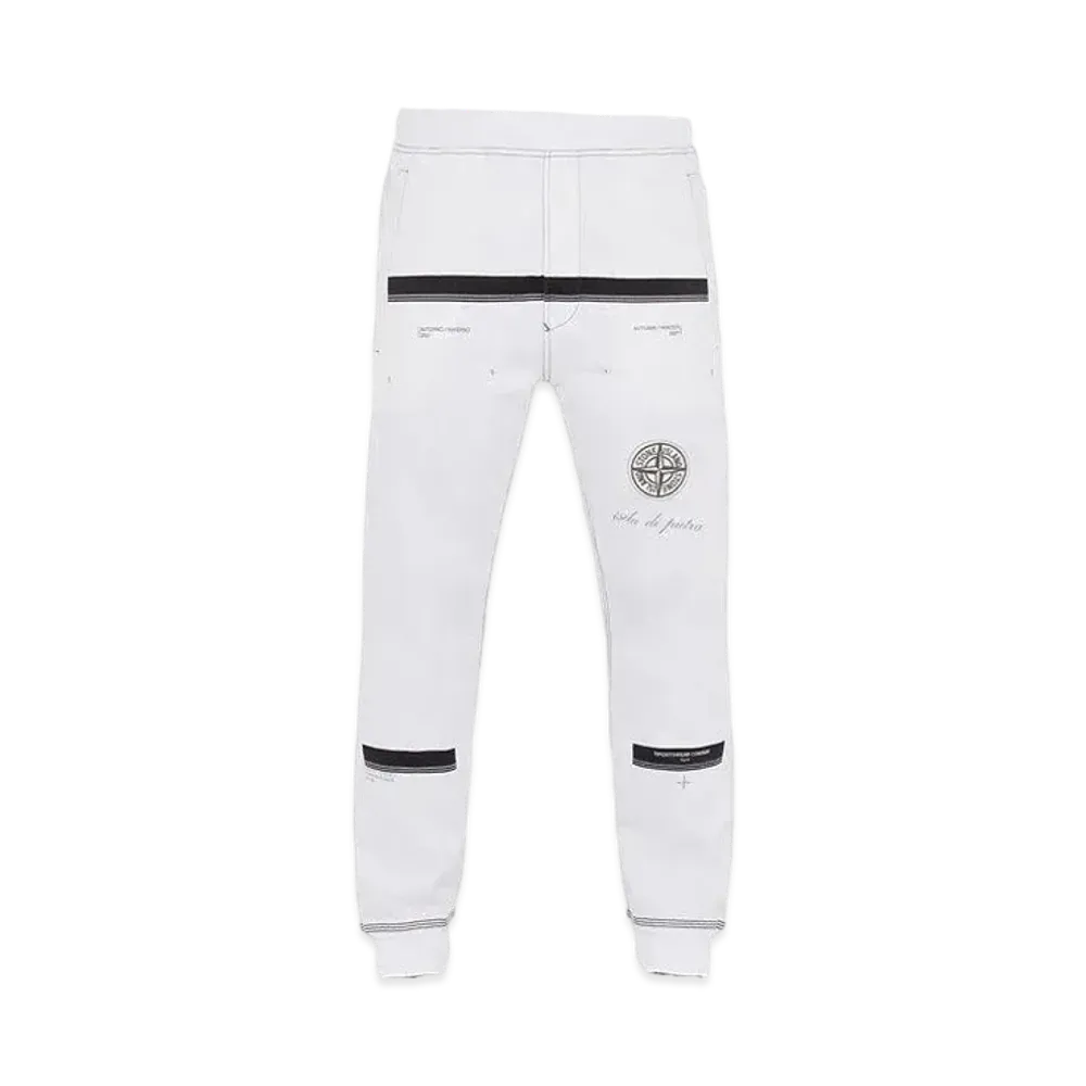Stone Island 65595 GAUZED COTTON JERSEY_'ULTRA INSTITUTIONAL FOUR-FIVE' PRINT_REGULAR FIT "White"