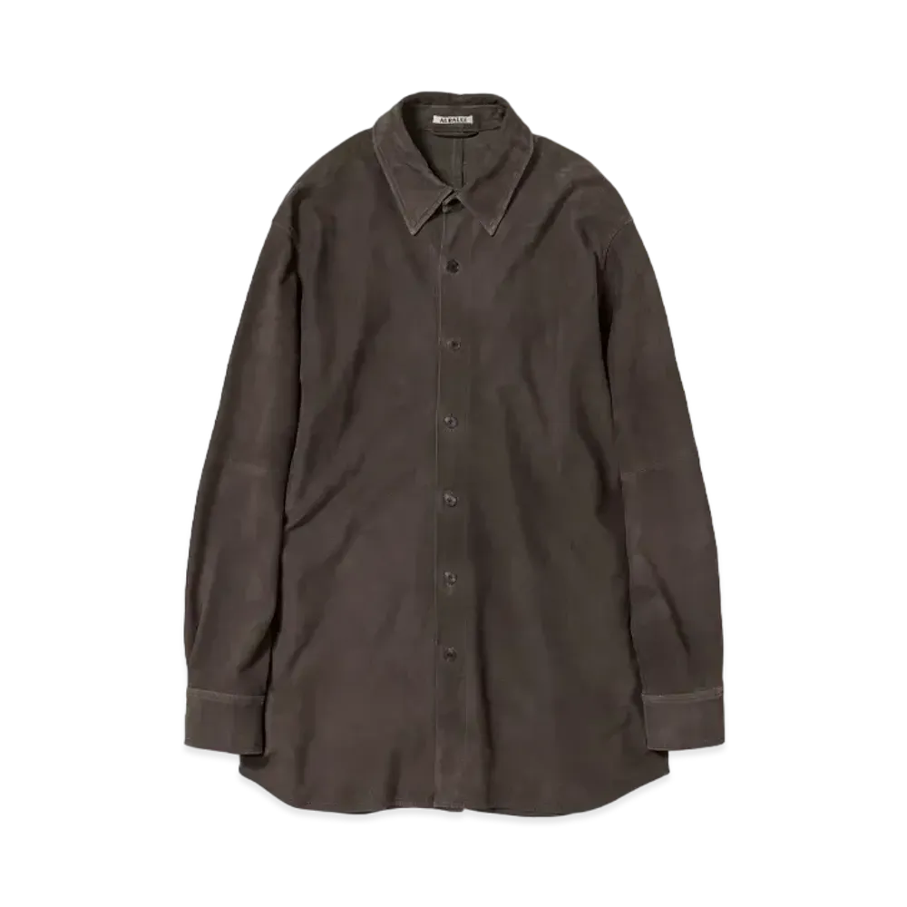 AURALEE Calf Nubuck Shirt "Dark Brown"