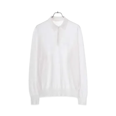 COMOLI Ladies Cotton Knit Polo "White"