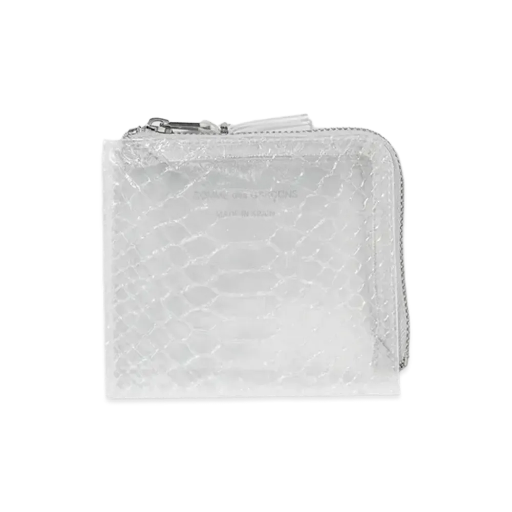 COMME des GARCONS Snake Transparent L Zip Wallet "White"
