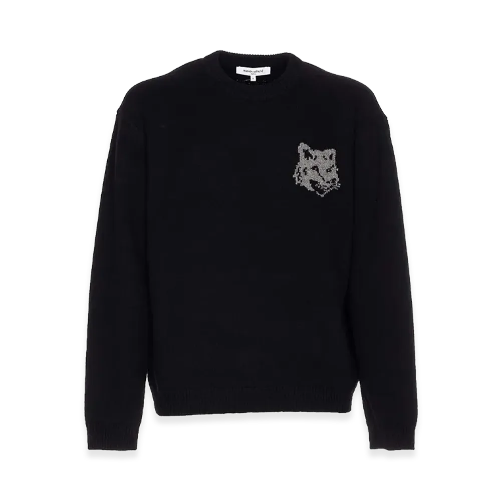 Maison Kitsune Fox Head Intarsia Sweater "Black"