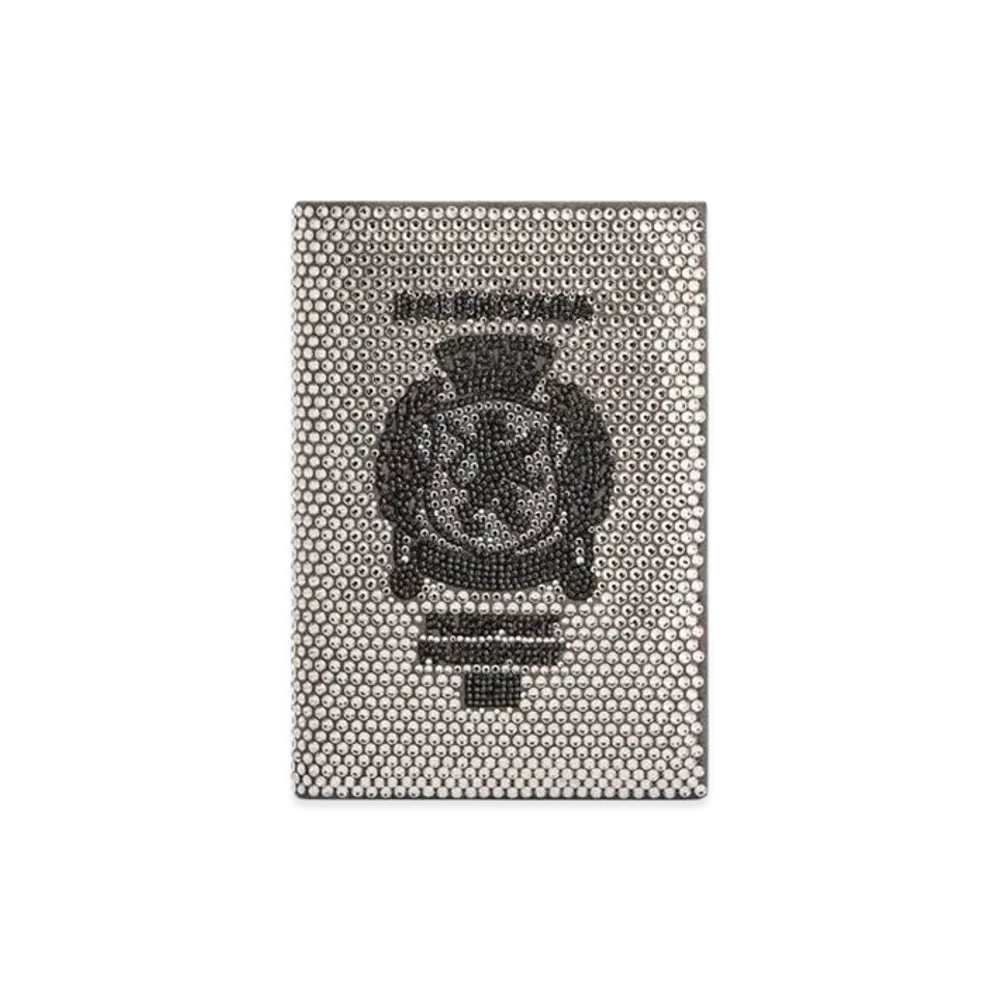 BALENCIAGA Passport Holder with Rhinestones "Smoke Grey"