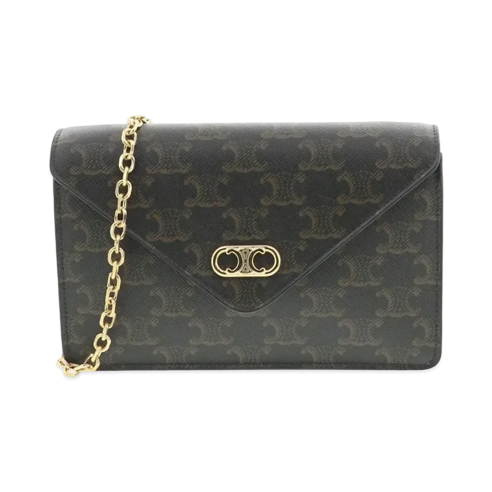 CELINE Maillon Triomphe Wallet On Chain "Black"