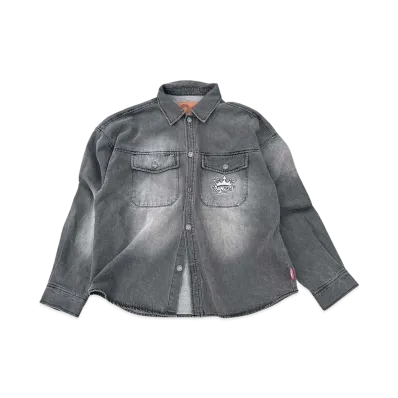 9090 King Logo Denim L/S Shirts "GRAY"
