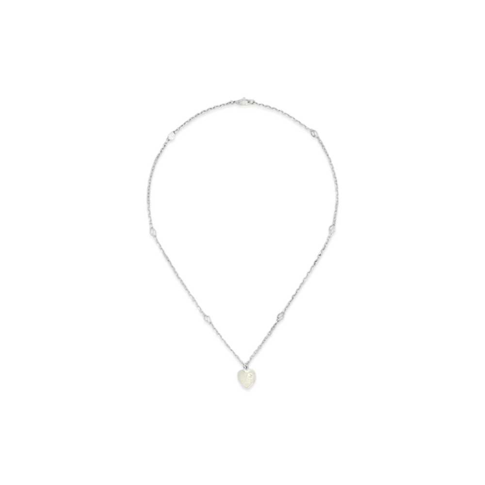 GUCCI Heart Necklace with Interlocking G "Mother of Pearl/Silver"