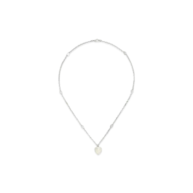 GUCCI Heart Necklace with Interlocking G "Mother of Pearl/Silver"