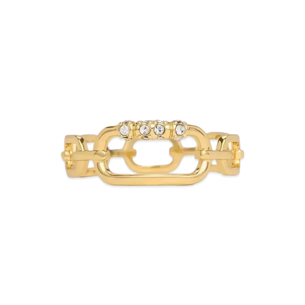 CHARLES & KEITH Regan Crystal Chain Link Ring "Gold"
