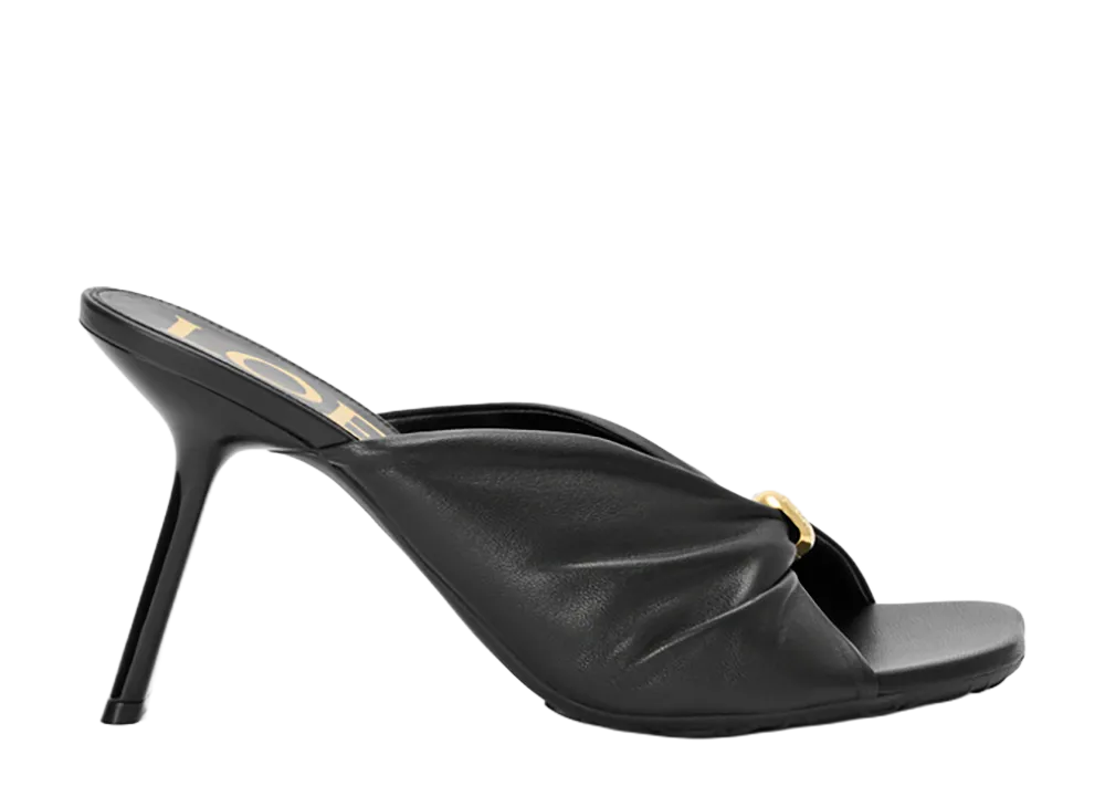 LOEWE Women's Pebble Soft Slide in Nappa Lambskin "Black"