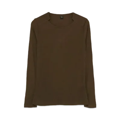 Yohji Yamamoto Y's MIX UP SHOULDER PAD ROUND NECK T "Khaki"