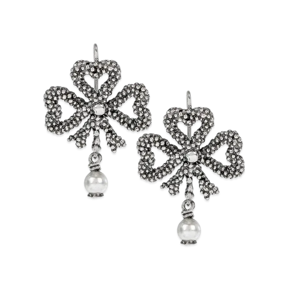 GUCCI Silver Earrings with Glass Pearls
