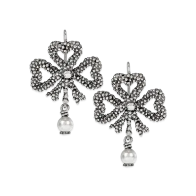 GUCCI Silver Earrings with Glass Pearls