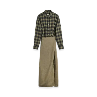 OUR LEGACY Women's Twisted Shirt Dress "Yukon Check Woolton"