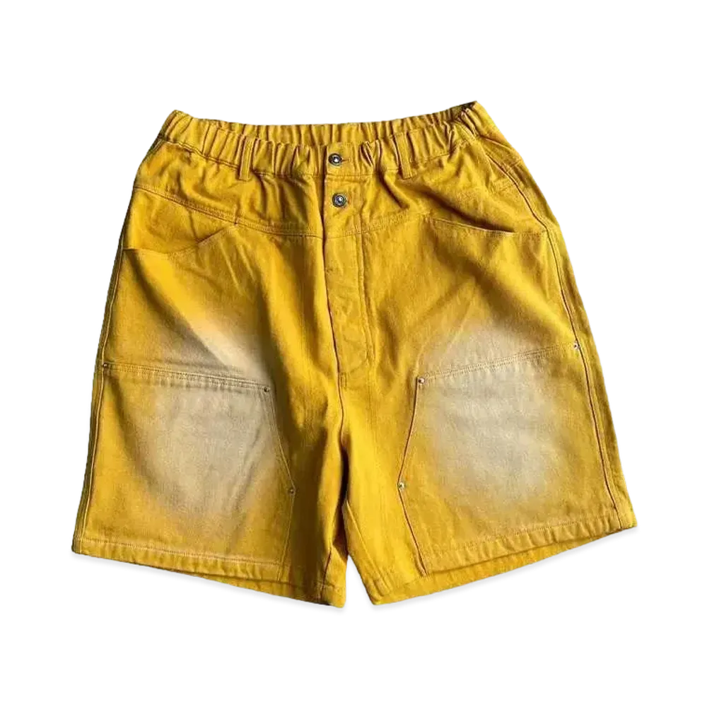 BALLSY.BROTHERS Vintage processed double knee shorts "Yellow"
