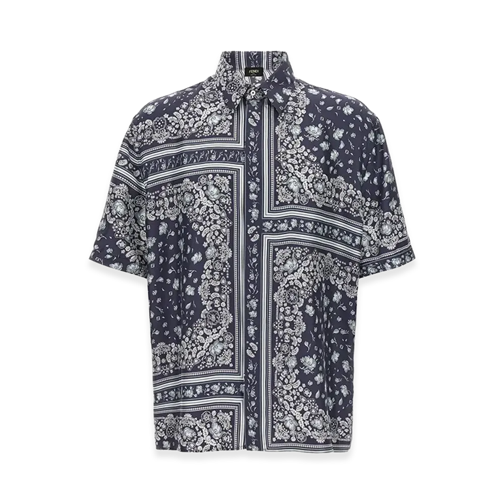 FENDI Coral Bandana Short Sleeve Shirt "Blue"