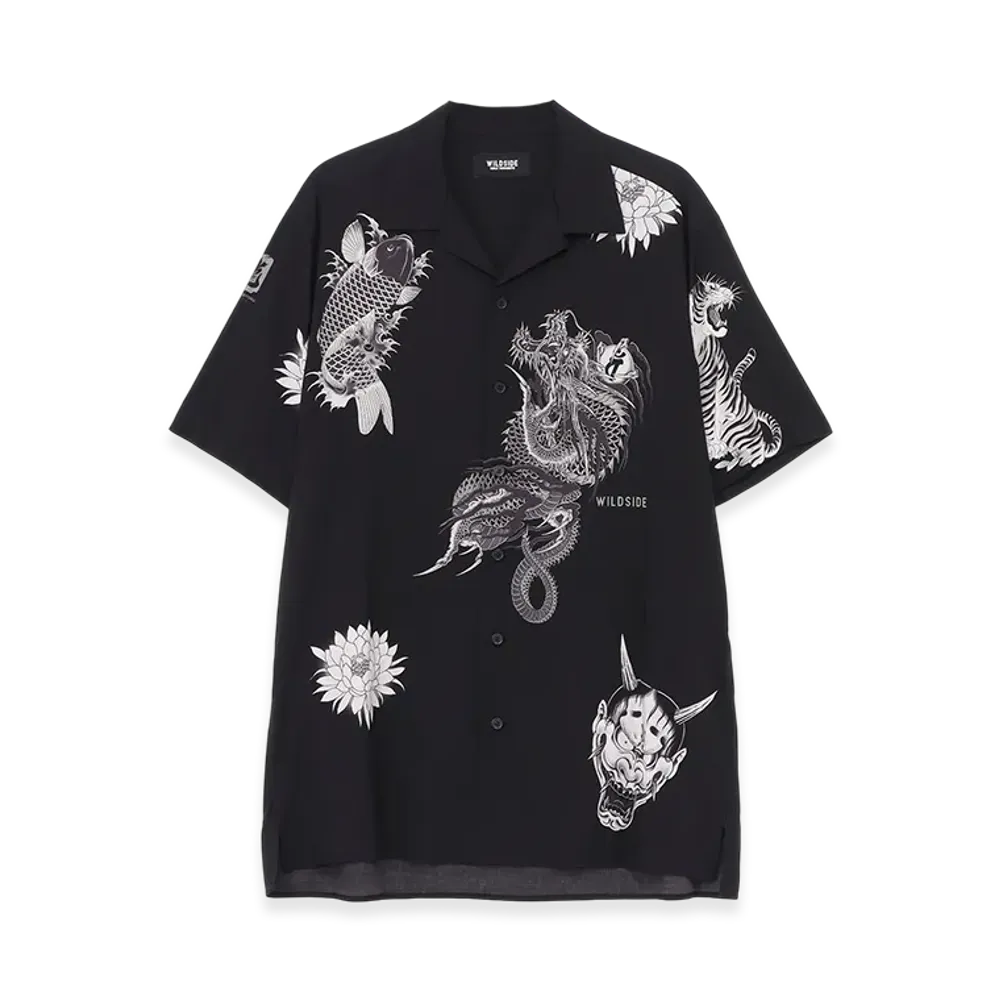 WILDSIDE YOHJI YAMAMOTO x Ryu Ga Gotoku Studio All-over Print Short Sleeve Shirt "Black"