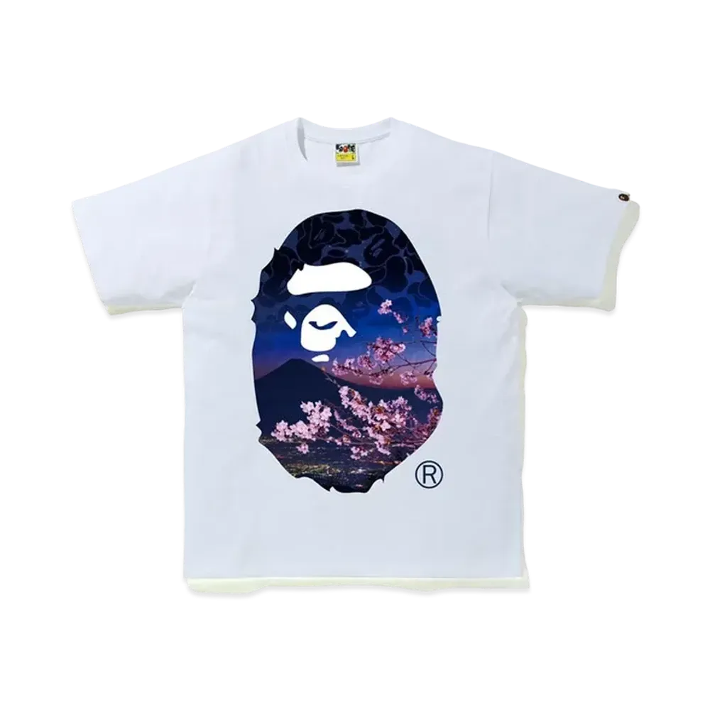 A BATHING APE Sakura Photo Ape Head Tee "White"