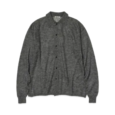 AURALEE Kid Mohair Sheer Knit Shirt Cardigan "Top Charcoal"