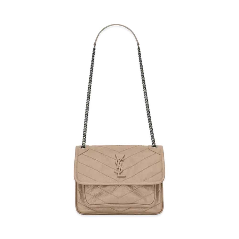 Saint Laurent Niki Baby In Crinkled Vintage Leather "Gold Sand"