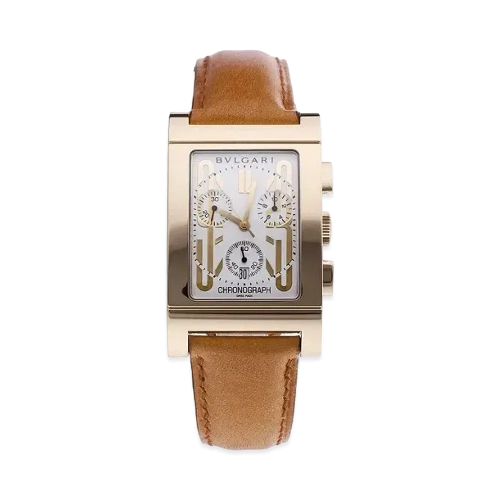 BVLGARI Lettangolo Chronograph "White/Yellow Gold/Brown"