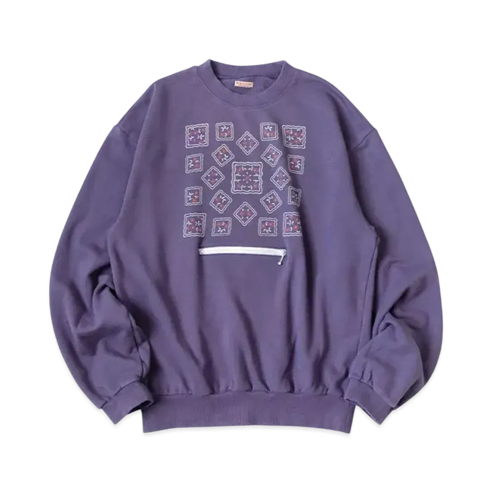 KAPITAL 30/- Fleece Cookie Pocket Crew Sweat "Purple"