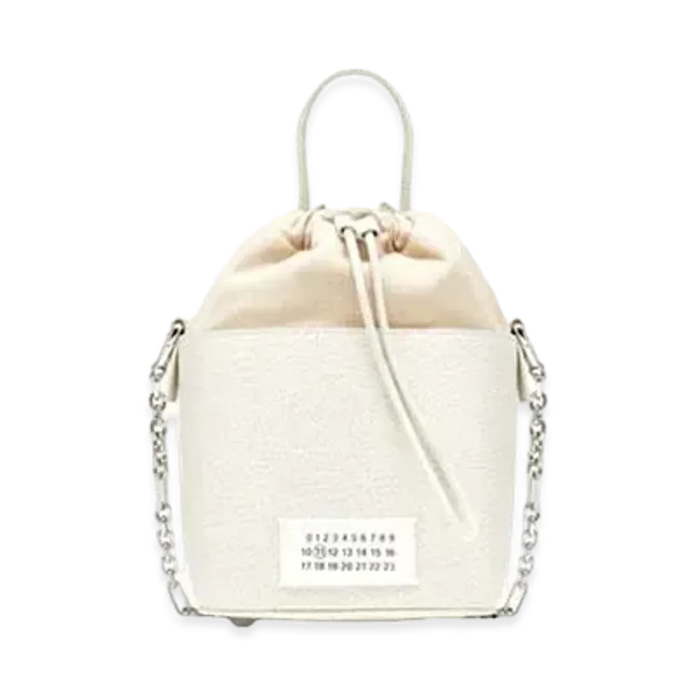 Maison Margiela Textured Leather Bucket Bag "Light Grey"