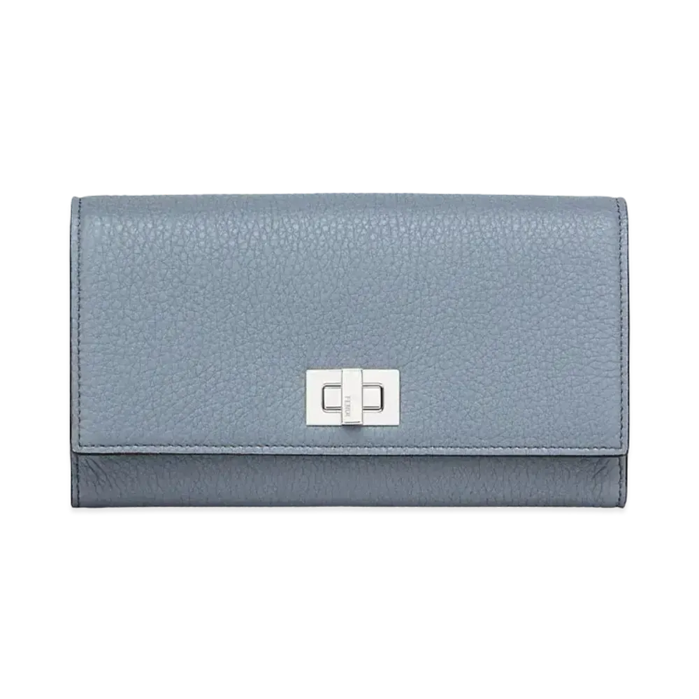 FENDI Tri-Fold Long Wallet Leather "Light Blue"