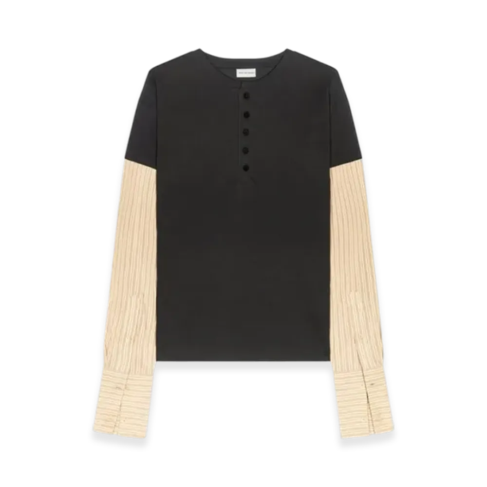 DRIES VAN NOTEN Women's Contrast Sleeves Tee "Black"
