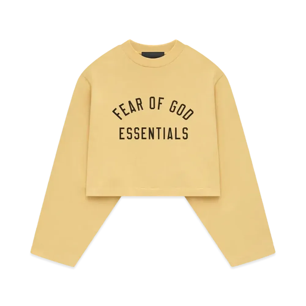 FEAR OF GOD Essentials Womens Tri-Blend Cropped Longsleeve Shirt "Amber"
