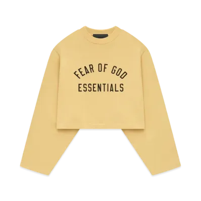 FEAR OF GOD Essentials Womens Tri-Blend Cropped Longsleeve Shirt "Amber"
