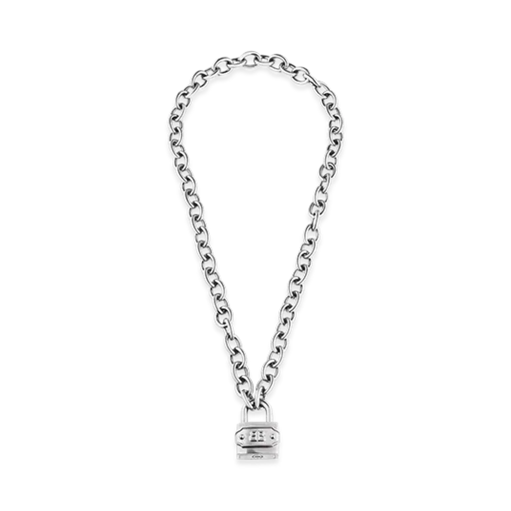 BALENCIAGA BB Padlock Necklace "Silver/Antique Silver"