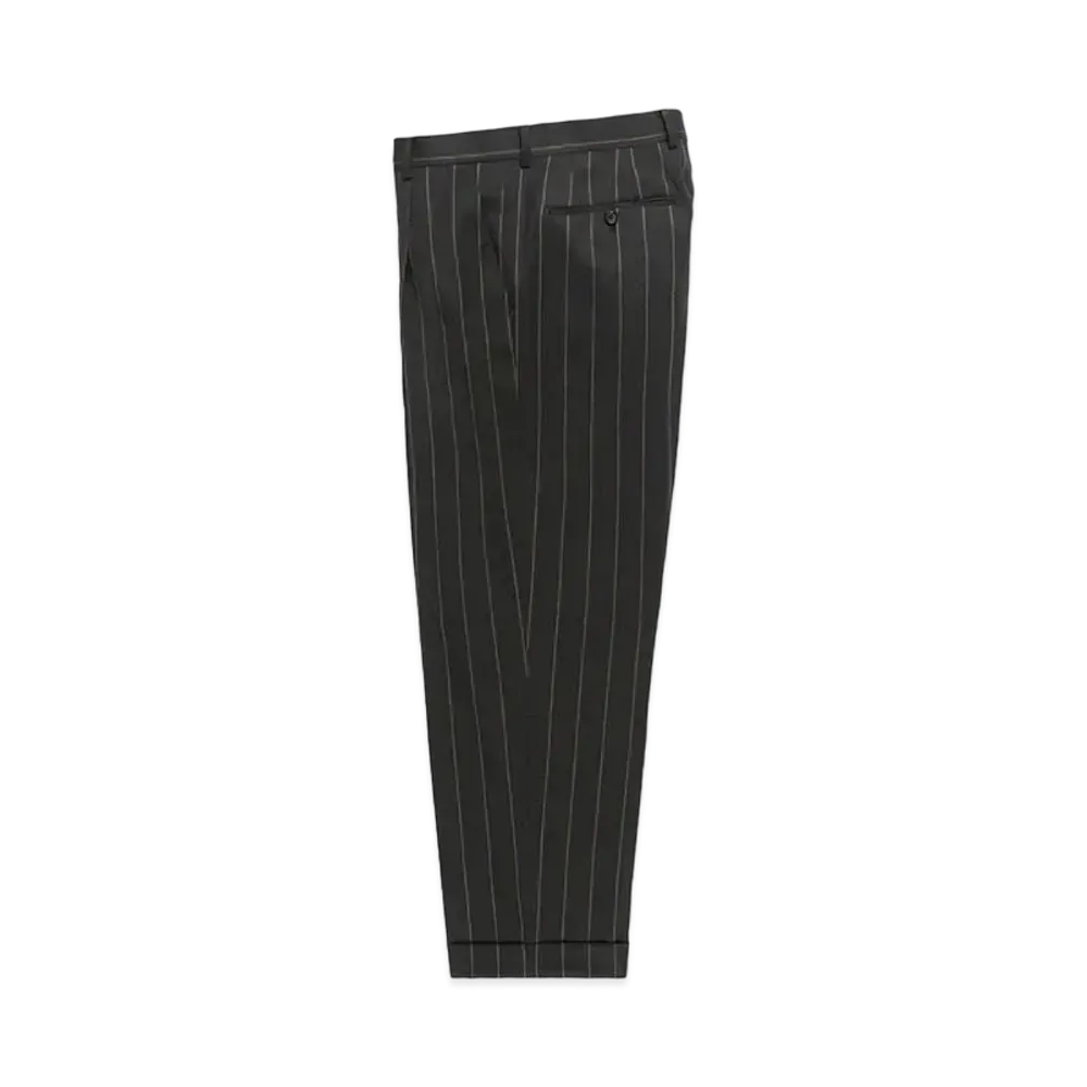 WACKO MARIA x DORMEUIL / Striped Pleated Trousers (Type-2) "Dark Khaki"