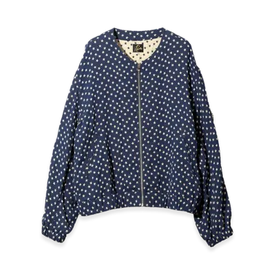 NEEDLES Line Crew Jacket Double Weave Jacquard "Navy/Star"