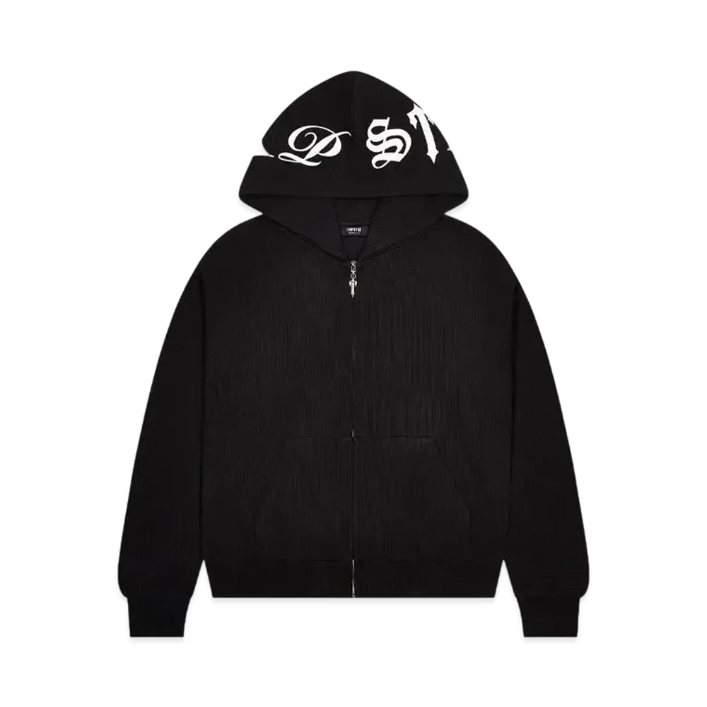 TRAPSTAR Script Waffle Hoodie "Black"
